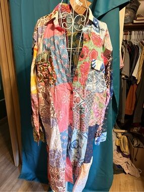 Ashley Taylor Patchwork dress- Pink, Blue, Green, White, Brown